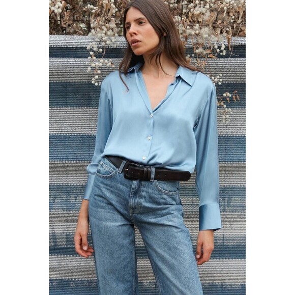 Zara Satin Effect Basic Shirt - S - Picture 2 of 7